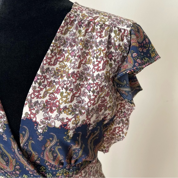 EUC MISA Los Angeles Carolina Floral Spring Flowy Cap Sleeve Maxi Wrap Dress SzM - Picture 3 of 15